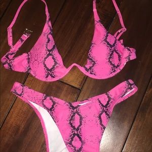 pink snakeskin bikini